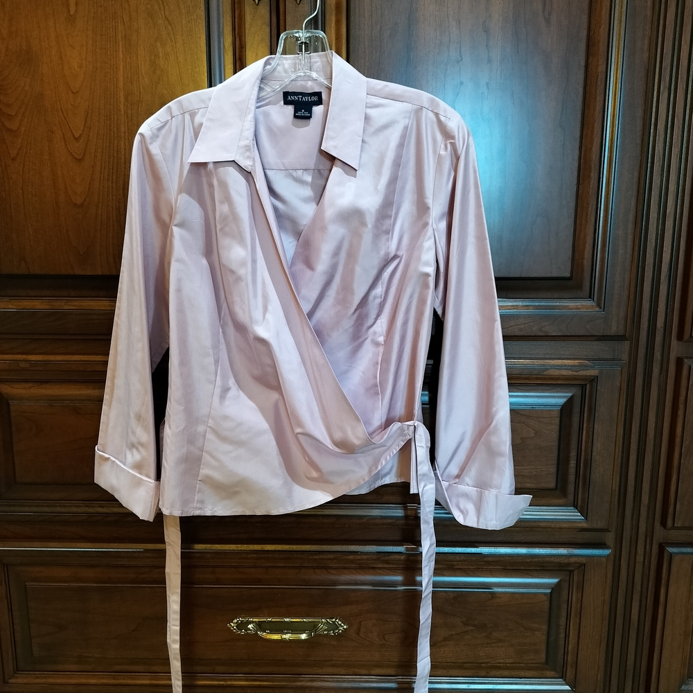 Ann Taylor Light Pink 100% Wrap Blouse